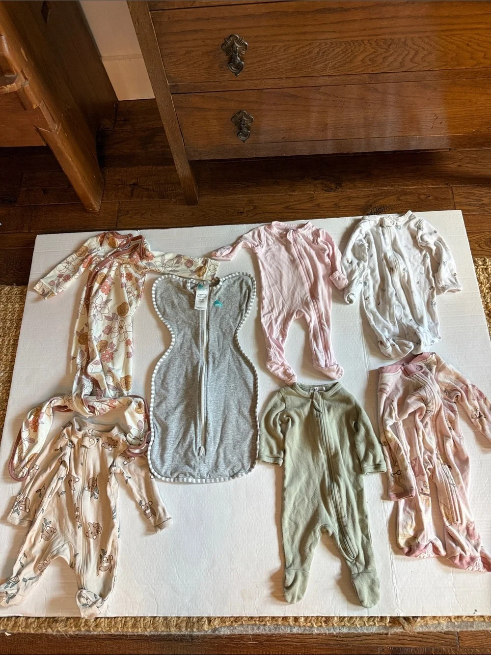 Assorted Kids Footed One-Piece Pack in Pink, Gray, Sage, Cream
